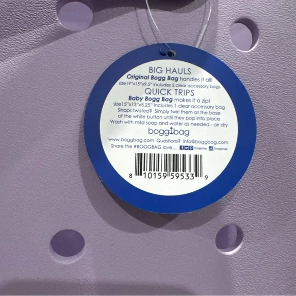 Baby Bogg Bag Pastel Purple Lilac Tote NWT 15”x13”x5.25” - Picture 5 of 5